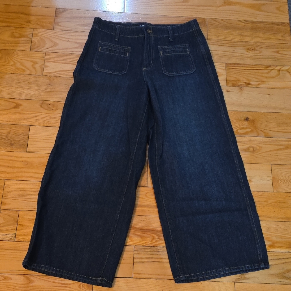 Old Navy High-Rise Baggy Wide-Leg Jeans in Dark Blue Cropped
